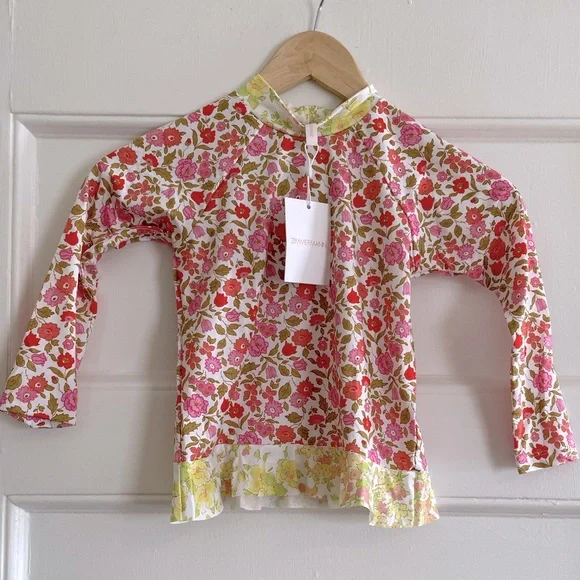ZIMMERMANN Floral Ruffle Rashguard Top - Girl’s Size 4 - New With Tags